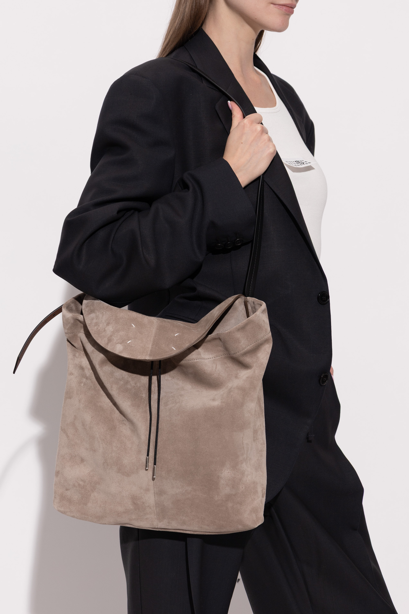 Beige Suede shoulder bag 